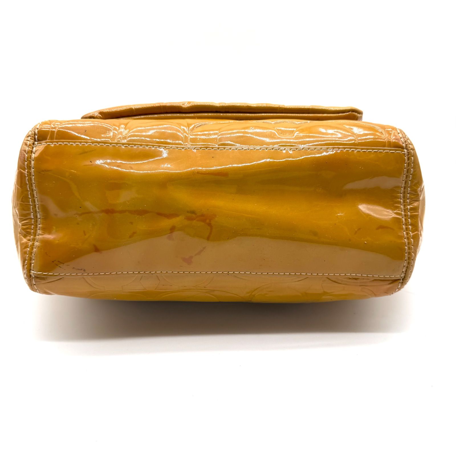 COACH y2k patent leather yellow tote bag unisex コーチ イエロー 