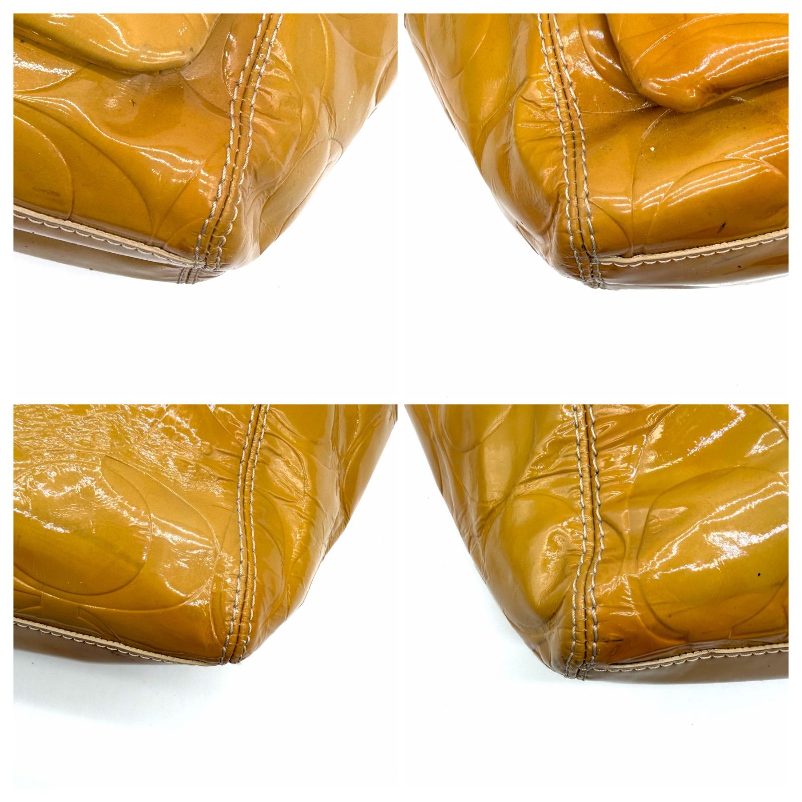 COACH y2k patent leather yellow tote bag unisex コーチ イエロー 