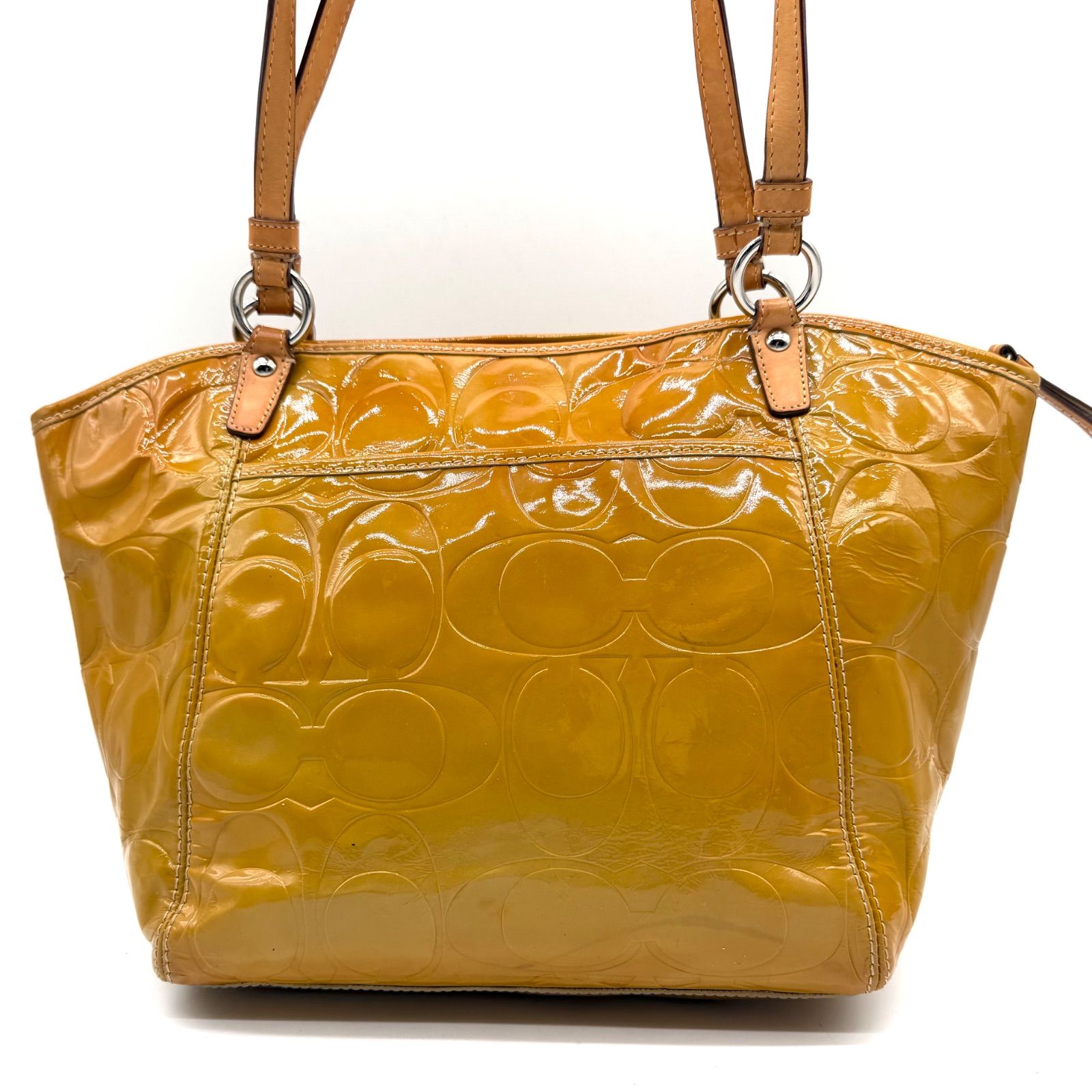 COACH y2k patent leather yellow tote bag unisex コーチ イエロー 