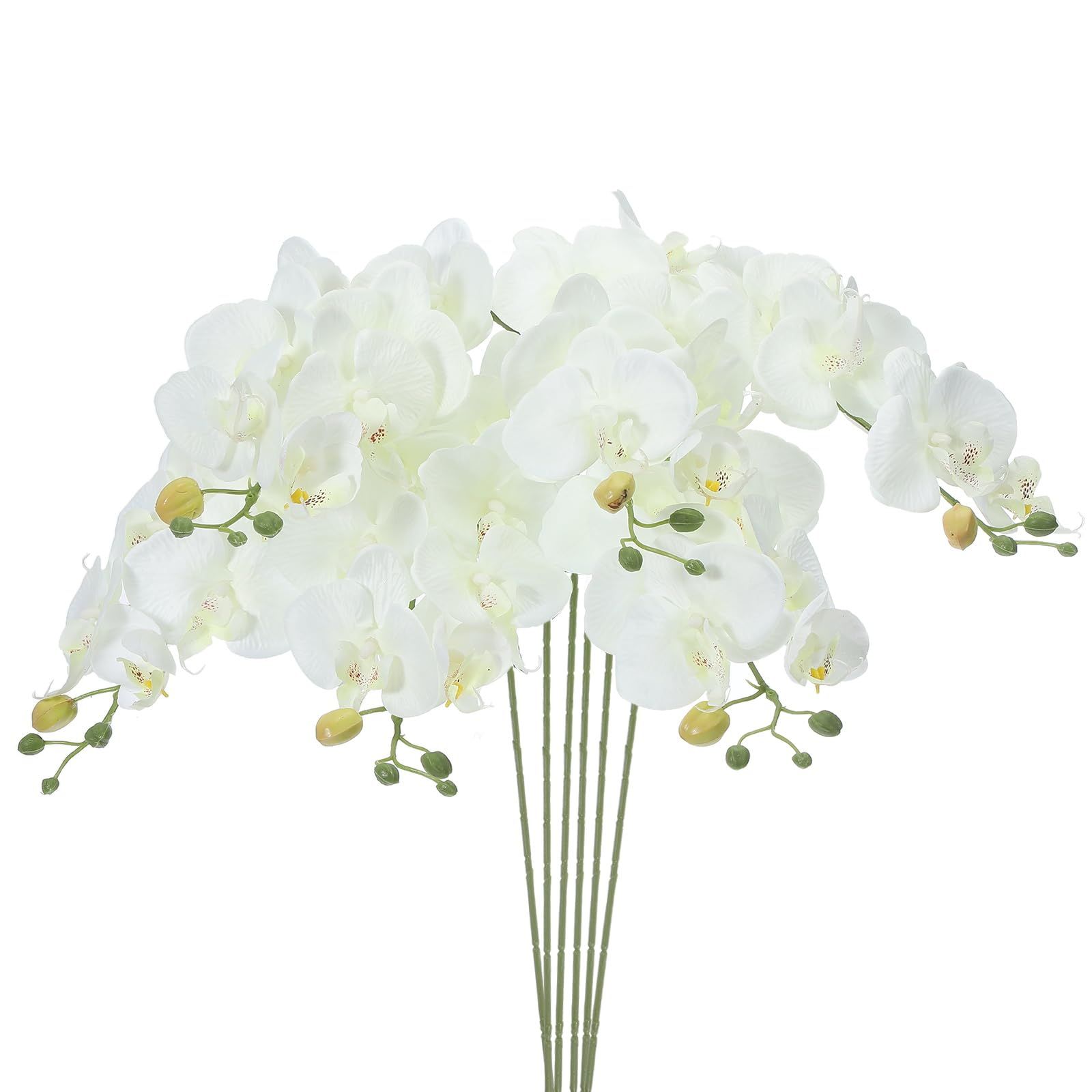 新品 PATIKIL 造花 部屋 インテリア 胡蝶蘭 花束 80cm 6本入り リアルタッチ フェイクフラワー 屋内 花瓶 ホーム 結婚日 記念日 デコレーション用 ホワイト
