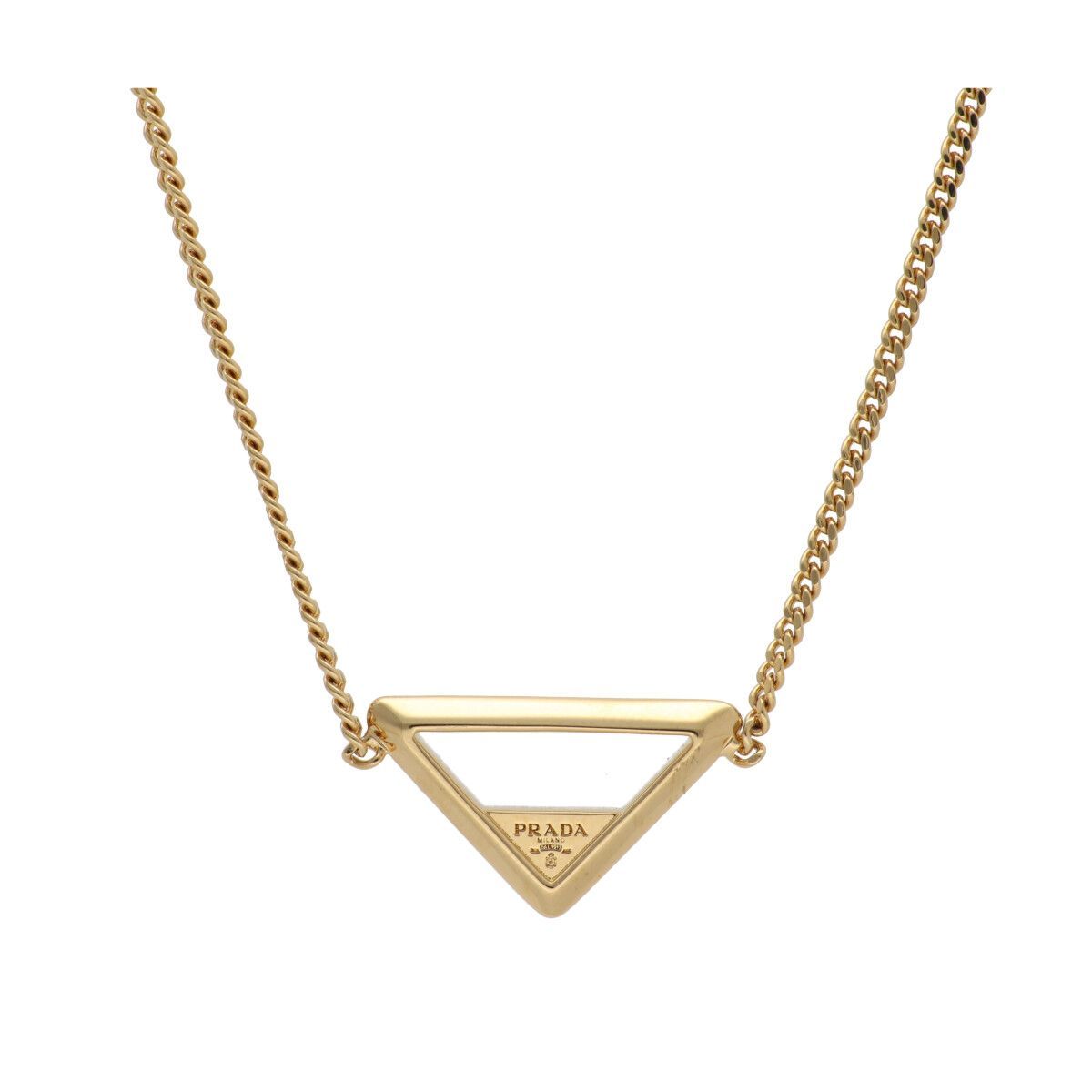 中古】 PRADA プラダ トライアングル メタル ネックレス 