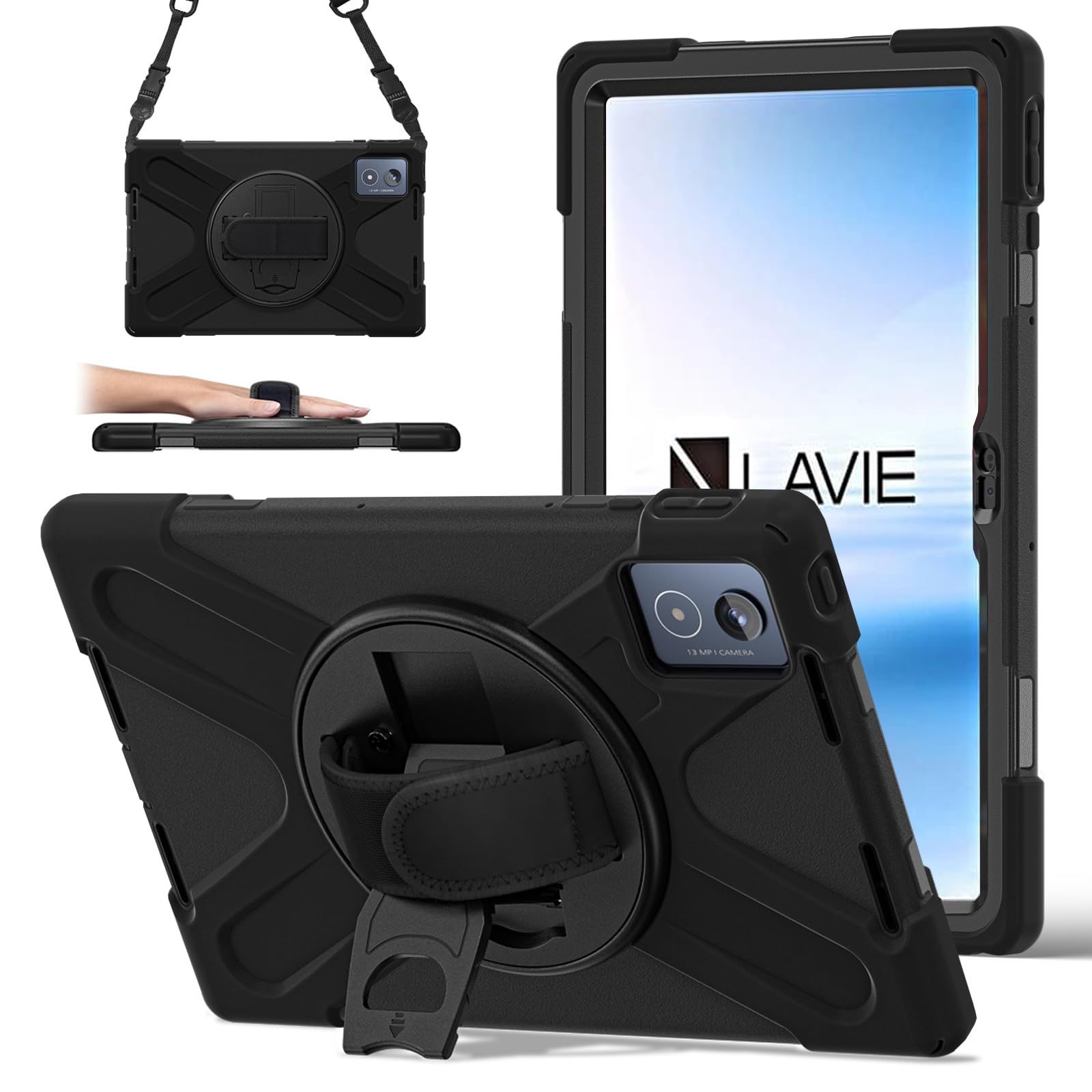 新品 Doo対応 NEC LAVIE Tab T11 11.45インチ (PC-T1175JAS/PC-TAB11203)用 ケース 2024モデル 11.45インチ LAVIE Tab 112K3用 ケース 耐衝撃 米軍MIL資格 縦横スタンド 360度回転