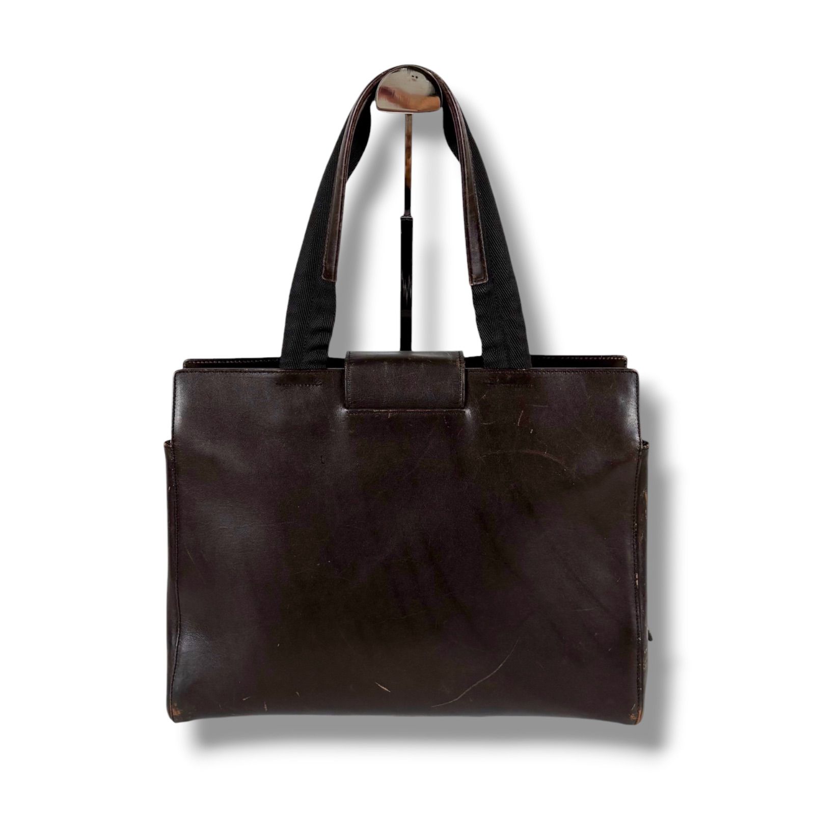 レザー プラダ トートバッグ PRADA ダークブラウン - ダーク バッグ