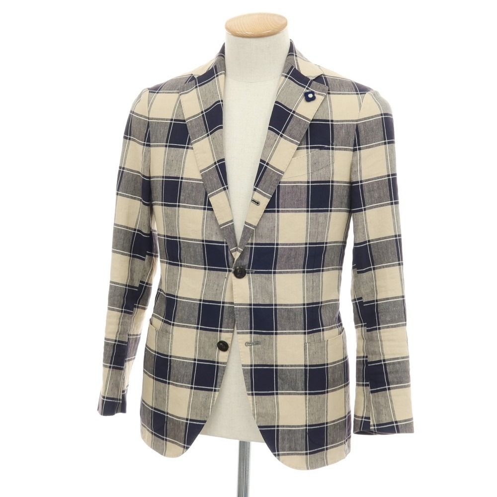 ラルディーニ LARDINI コットンリネン チェック 3B テーラード 