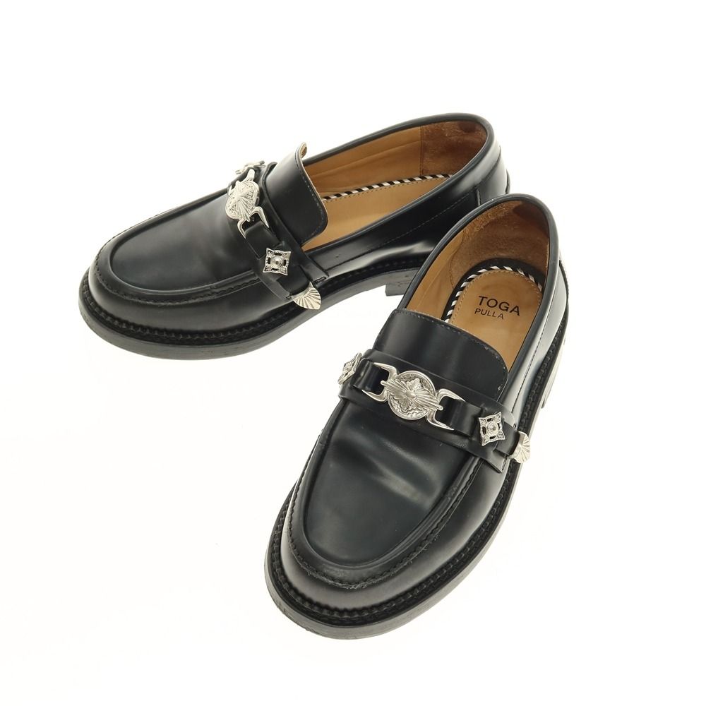 TOGA PULLA ローファー 38 Toga Pulla Loafer - Black leather slip-on