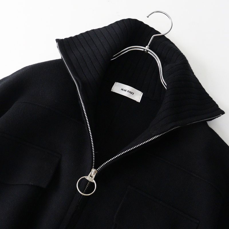 美品✨machatt マチャット フルジップニットジャケット アウター ブラック マチャット MACHATT フルジップニットジャケット ｜ブラック トップス