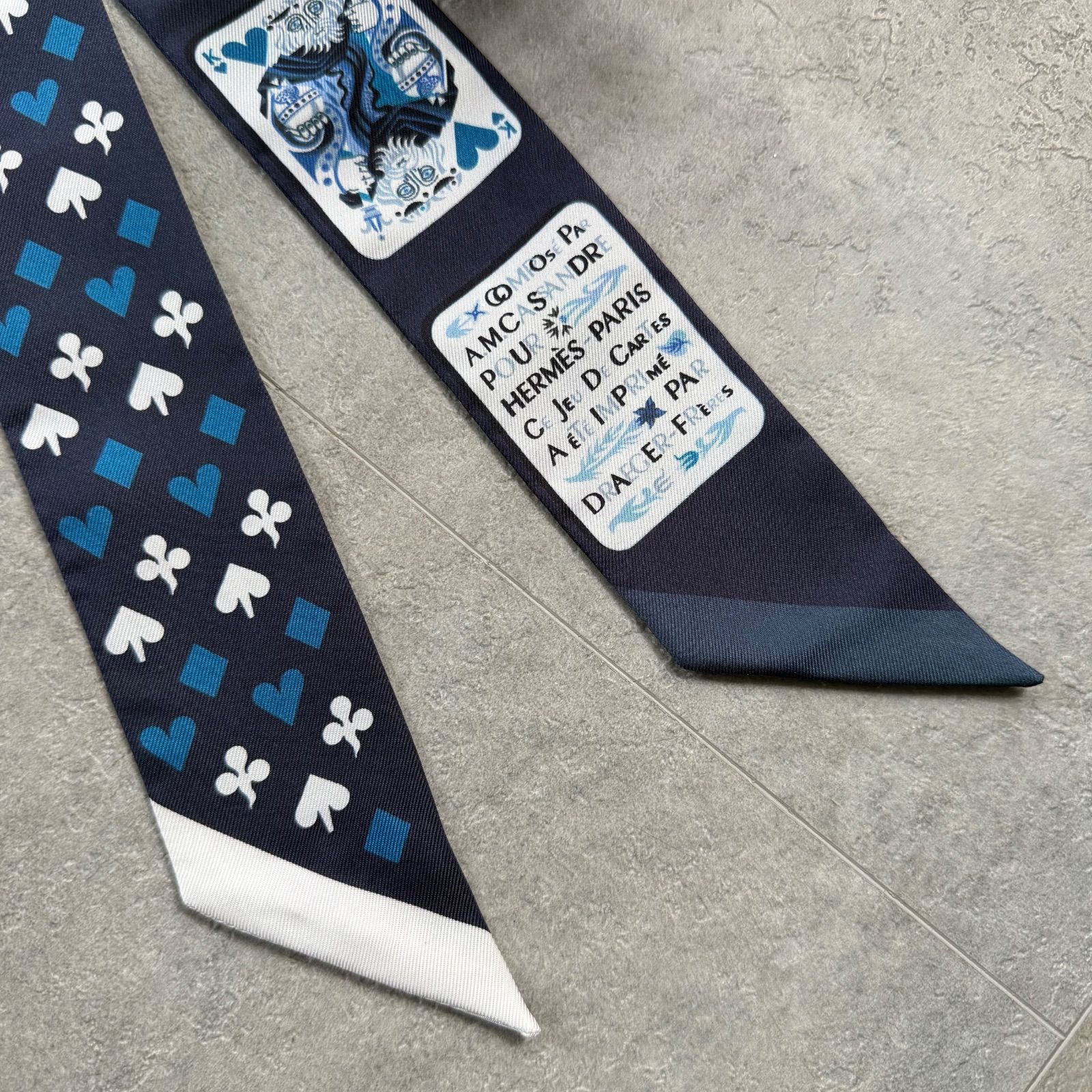 エルメス ツイリー トランプ柄 ジュードカルド ネイビー×ホワイト