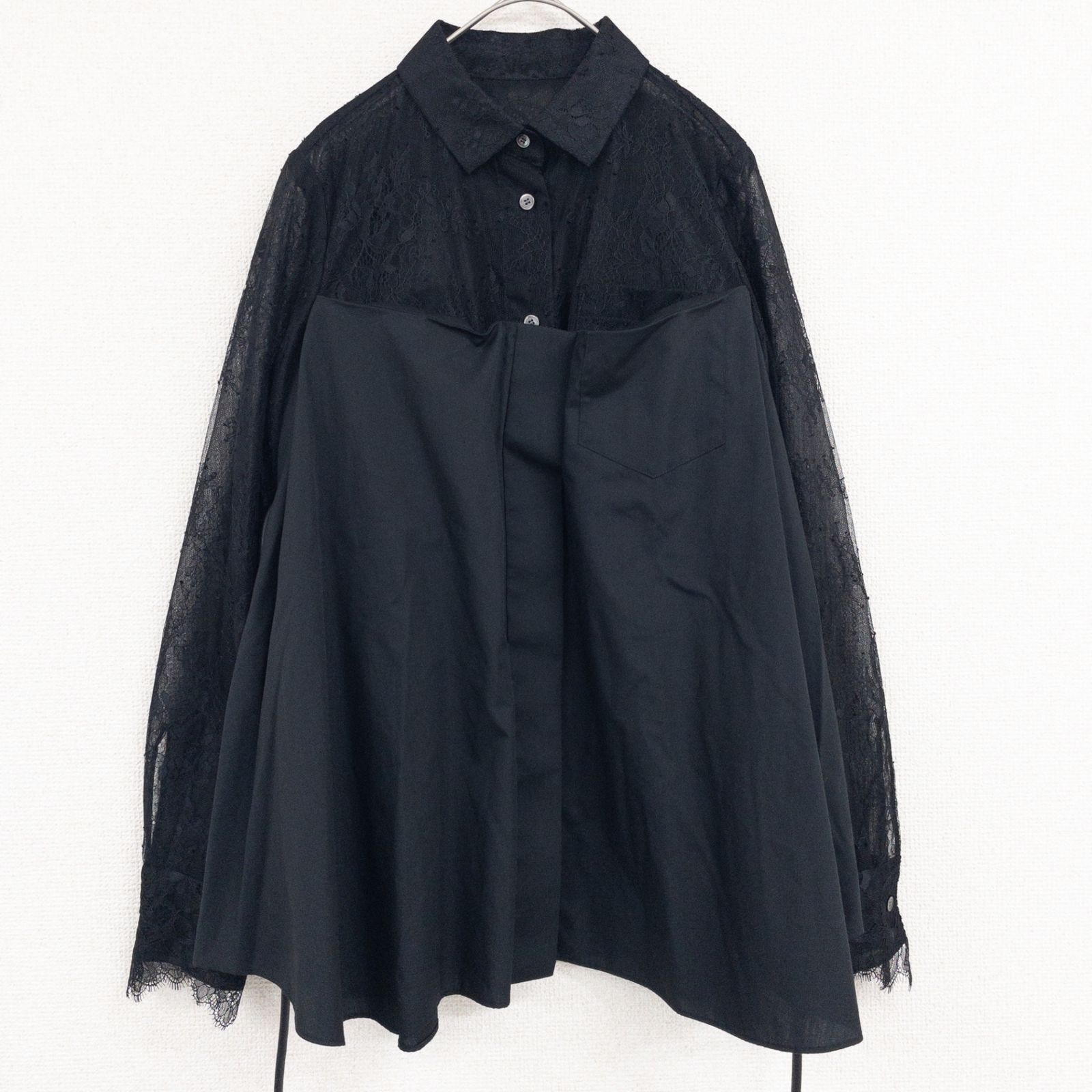 sacai サカイ 2022年 ブラウス シャツ レース レザーベルト 異素材