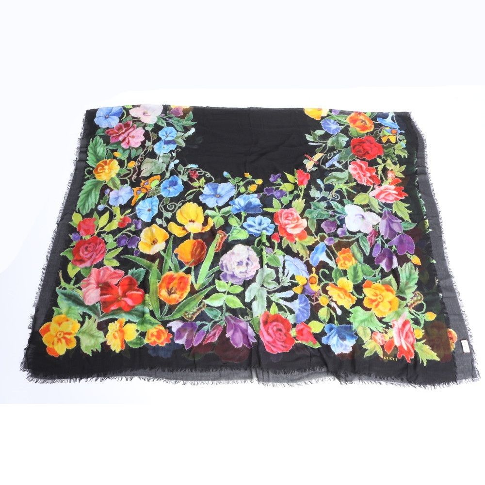 極美品 GUCCI スカーフ フローラ ヴィオレ 花柄 スミレ パンジー