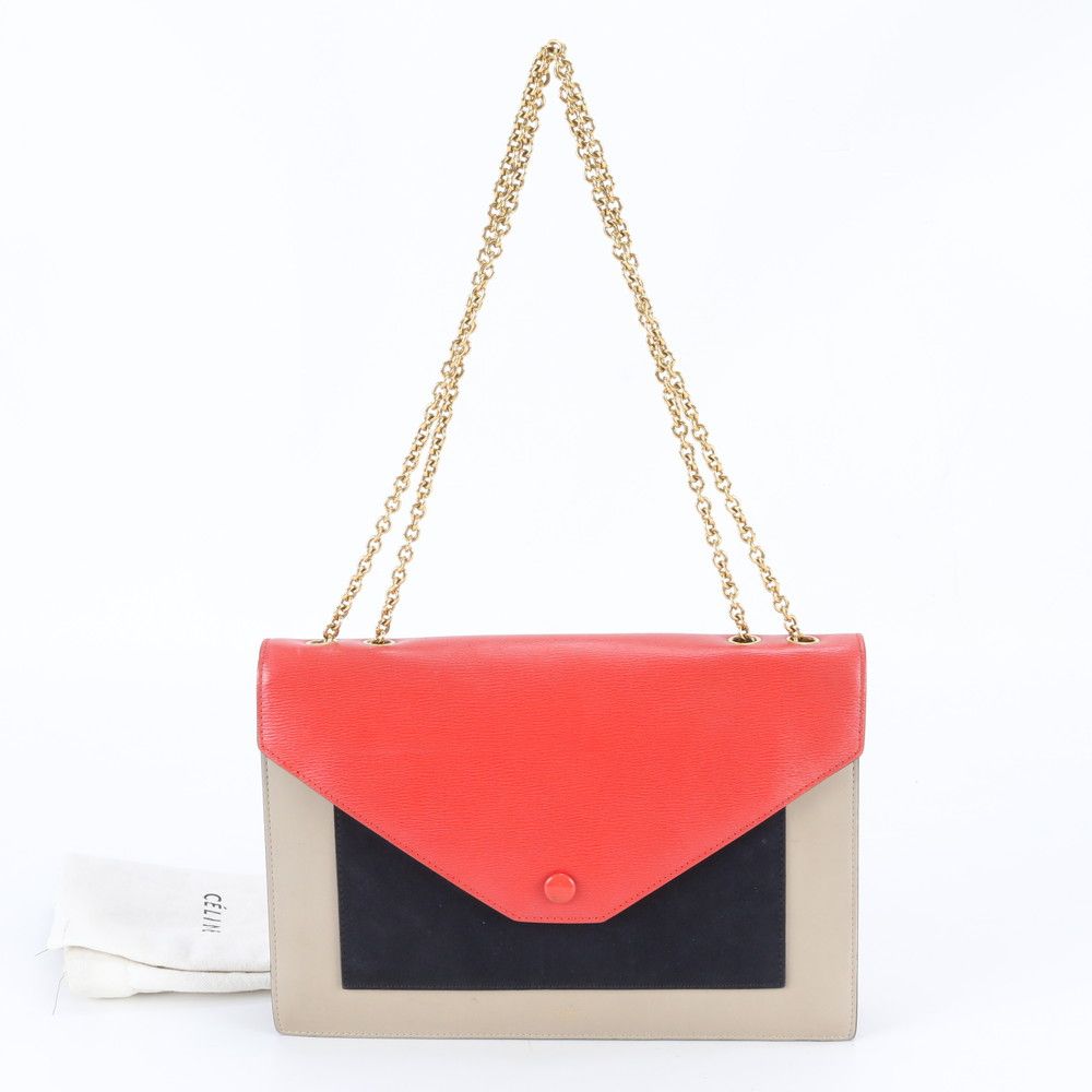 美品 セリーヌ ポケット チェーン レザー 2WAY ショルダーバッグ
