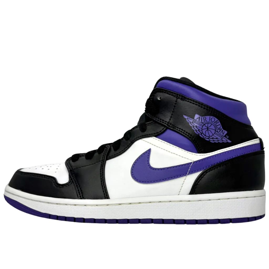 美品 NIKE AIR JORDAN 1 MID BLACK COURT PURPLE ナイキ エア 