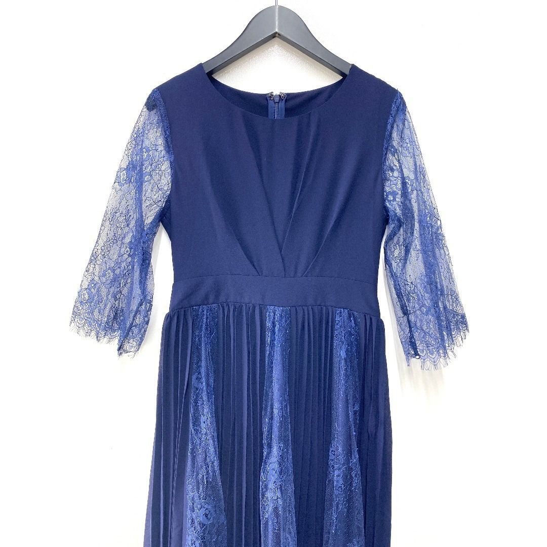 DRESS PLUS レースシフォンドッキング パーティードレス ネイビー S 