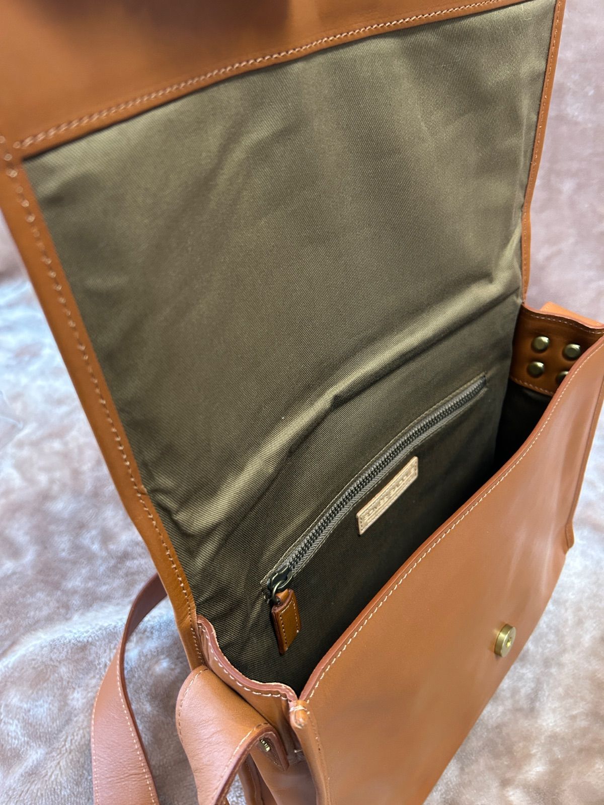 SOMES SADDLE レザー 巾着 ポーチ ブラウン