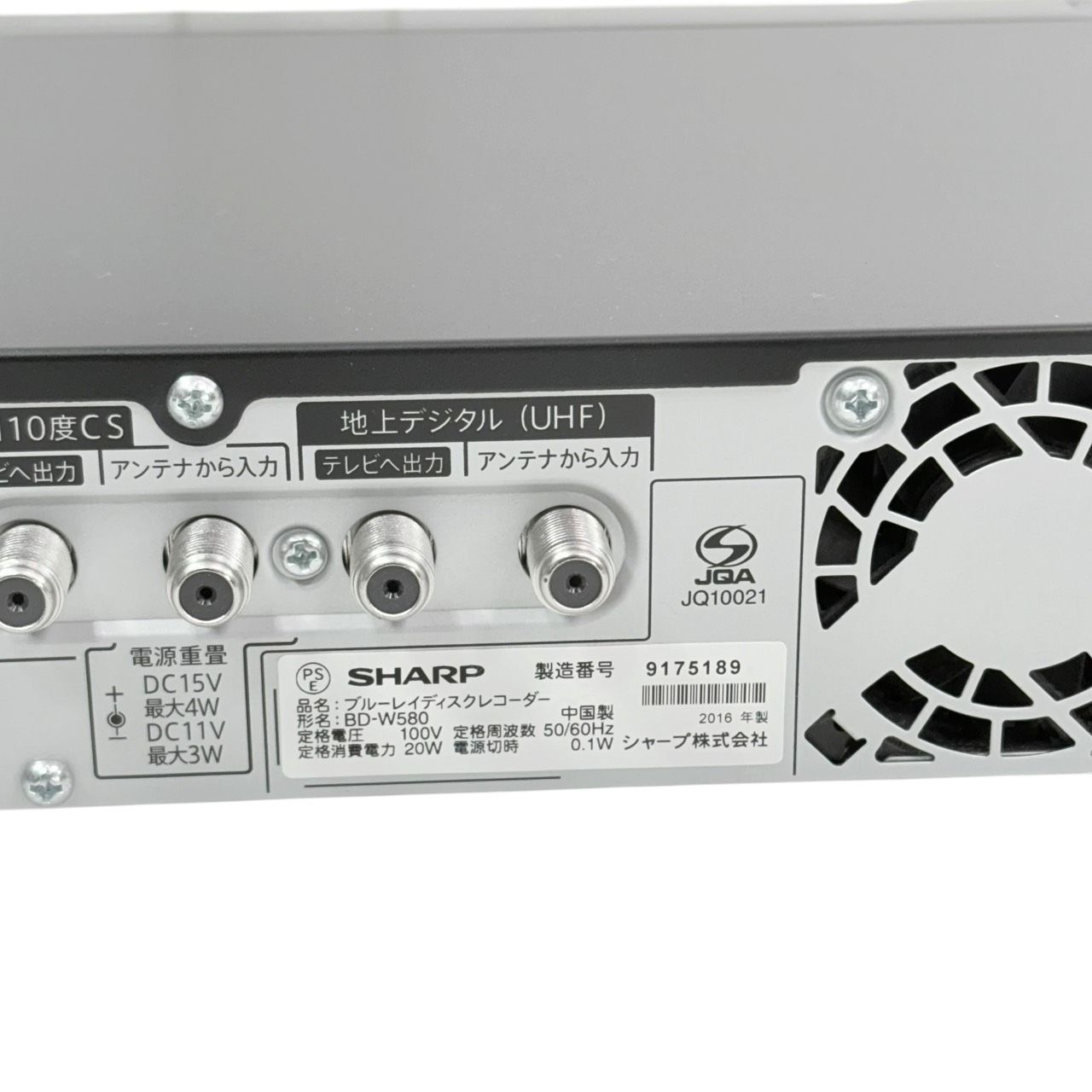 動作品/初期化済み】 SHARP/シャープ ブルーレイレコーダー BD-W580