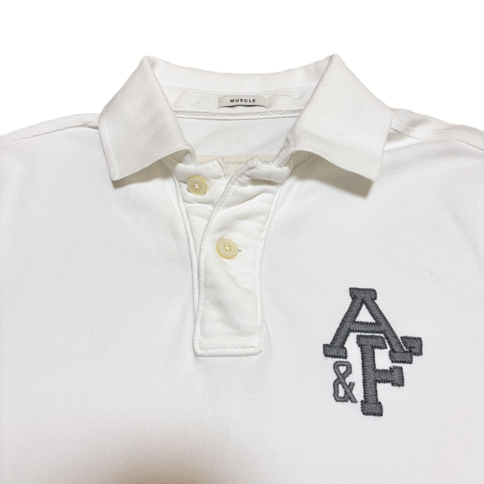 usedAbercrombie & Fitch メンズ 半袖 鹿の子 ポロシャツ 白 S 