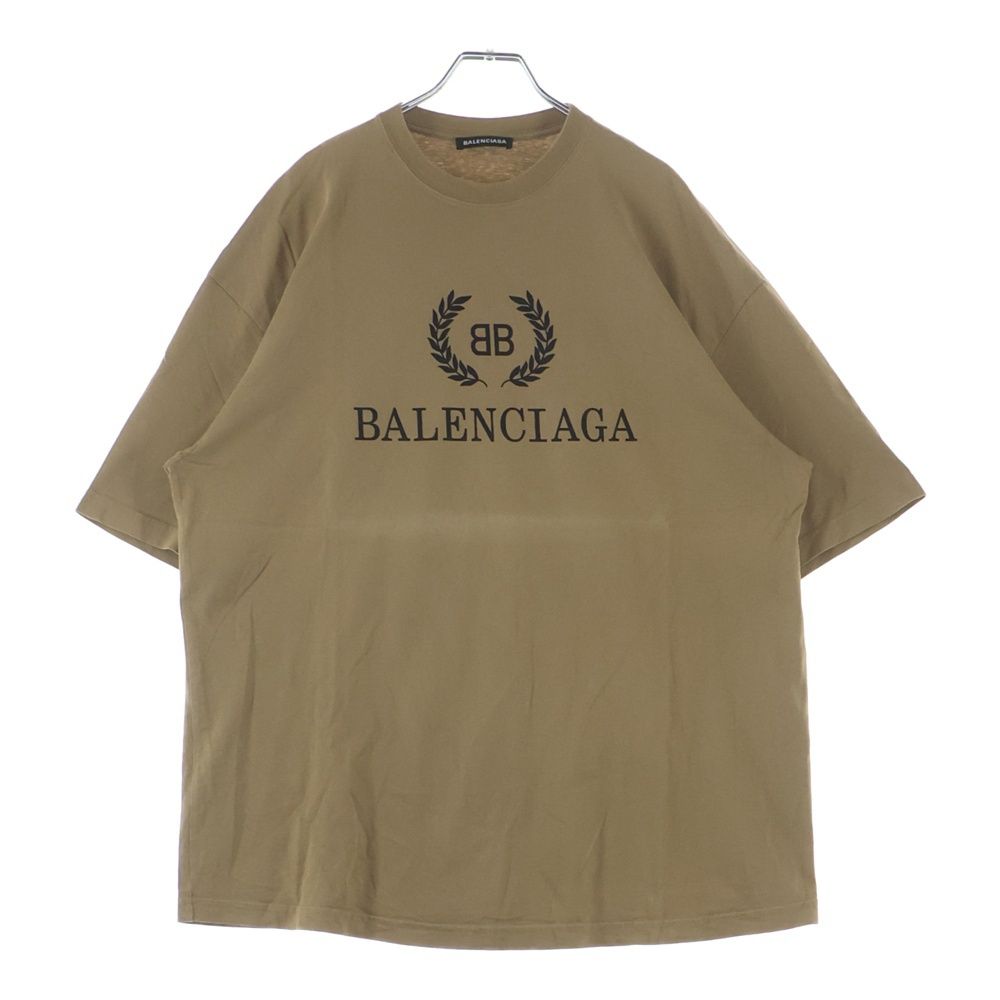 BALENCIAGA (バレンシアガ) BBロゴプリント半袖Tシャツ ベージュ