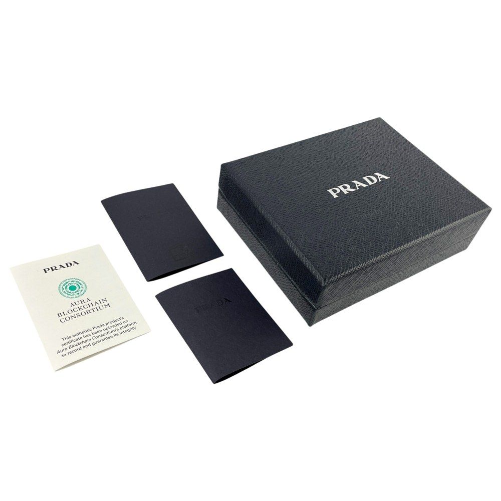 プラダ ■中古■ 二つ折り 財布 コンパクト ウォレット レザー グリーン 箱 【609756】8 プラダ □中古□ 二つ折り 財布 コンパクト ウォレット レザー