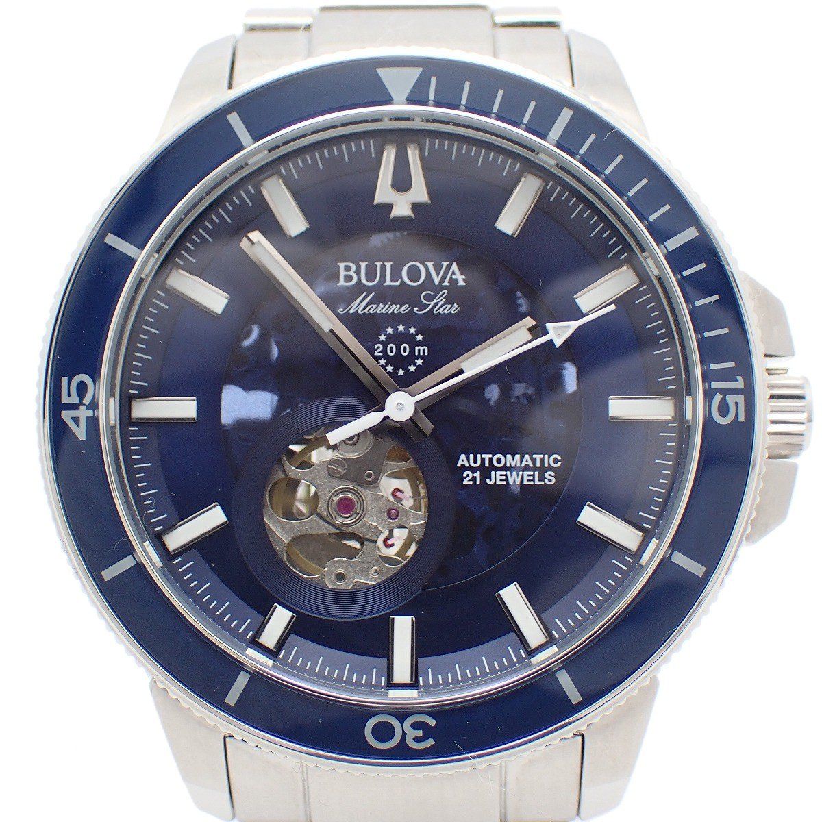 美品】BULOVA ブローバ マリンスター オープンハート 自動巻き メンズ 