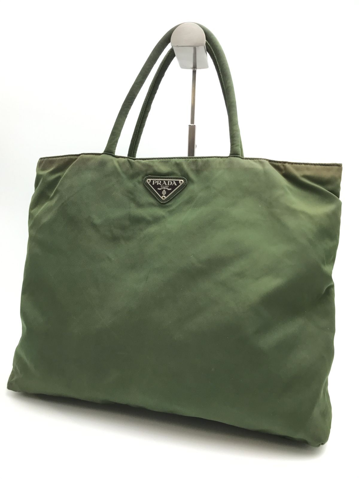 PRADA プラダ トートバッグ テスートナイロン 三角ロゴ カーキ系 1230