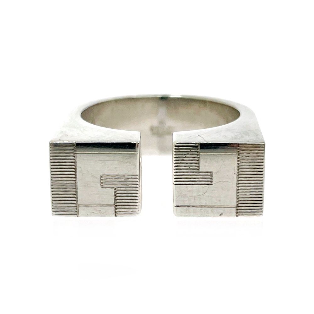 中古】【保存袋付き】 GUCCI グッチ シルバー Gロゴ スクエアリング