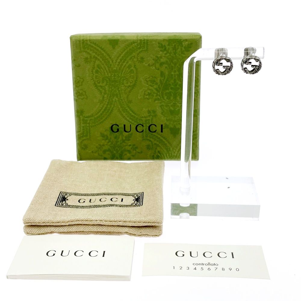 中古】【箱付き】 GUCCI グッチ シルバー インターロッキング