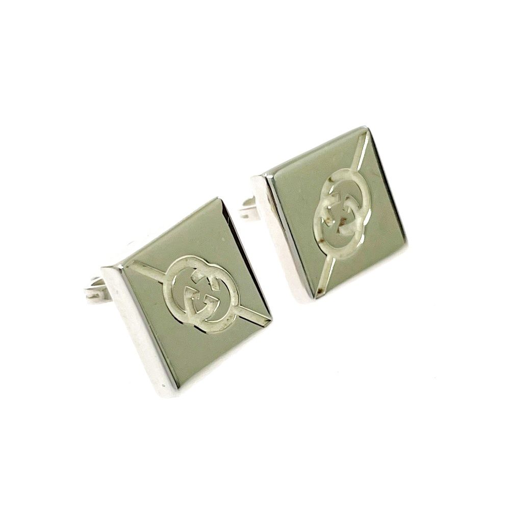 中古】【箱付き】 GUCCI グッチ シルバー インターロッキング スクエア 中古】【箱付き】 GUCCI グッチ シルバー インターロッキング スクエア