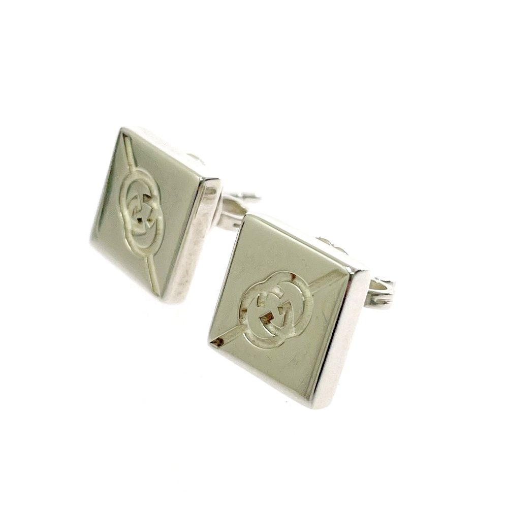 中古】【箱付き】 GUCCI グッチ シルバー インターロッキング スクエア