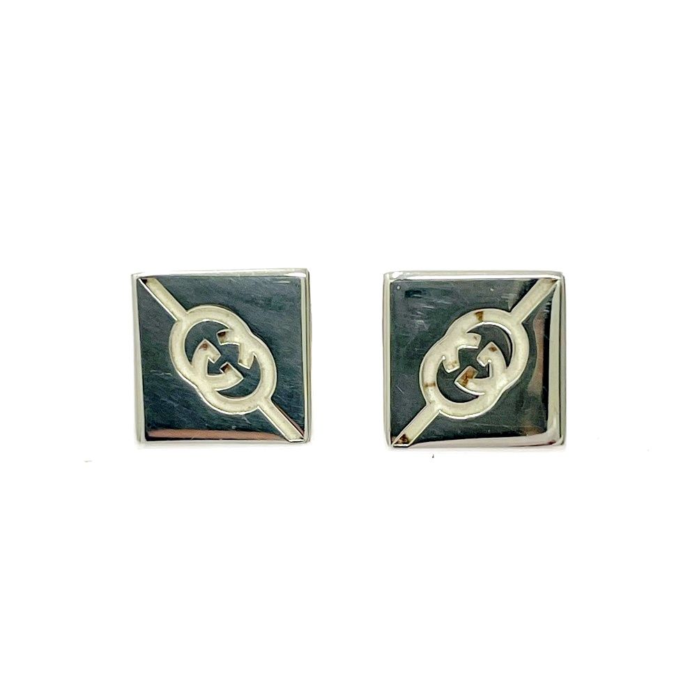 中古】【箱付き】 GUCCI グッチ シルバー インターロッキング スクエア