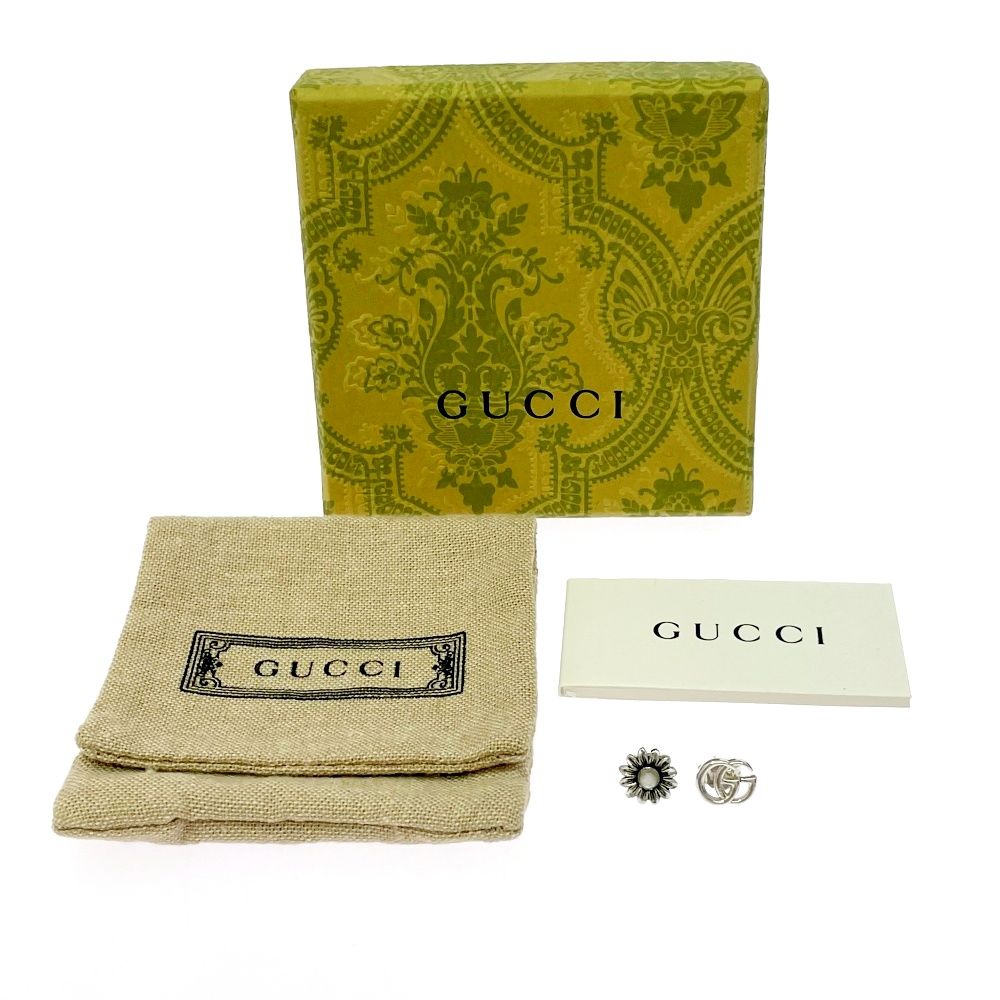 中古】【箱付き】 GUCCI グッチ シルバー ダブルG フラワーピアス 1.8g 