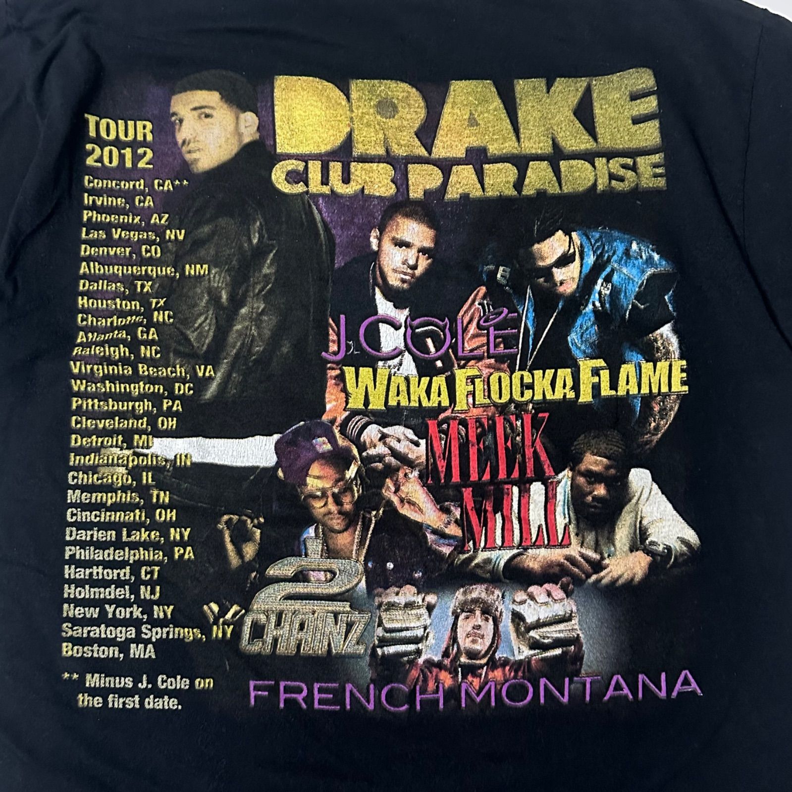 DRAKE】2012年ツアー Tシャツ J.COLE 2CHAINZ Waka Flocka Flame 