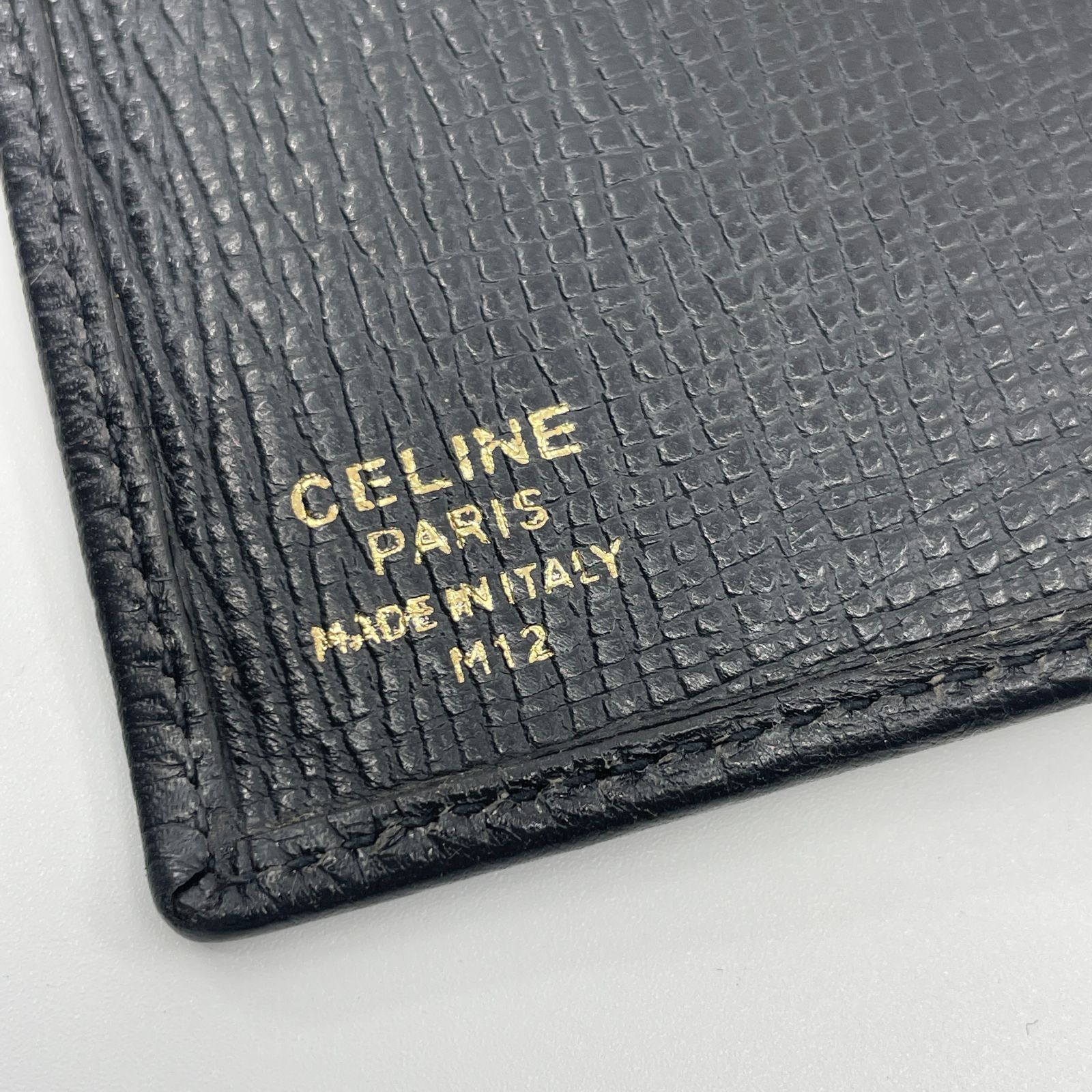 CELINE セリーヌ ヴィンテージ 三つ折り財布 ブラック 黒 レザー M12