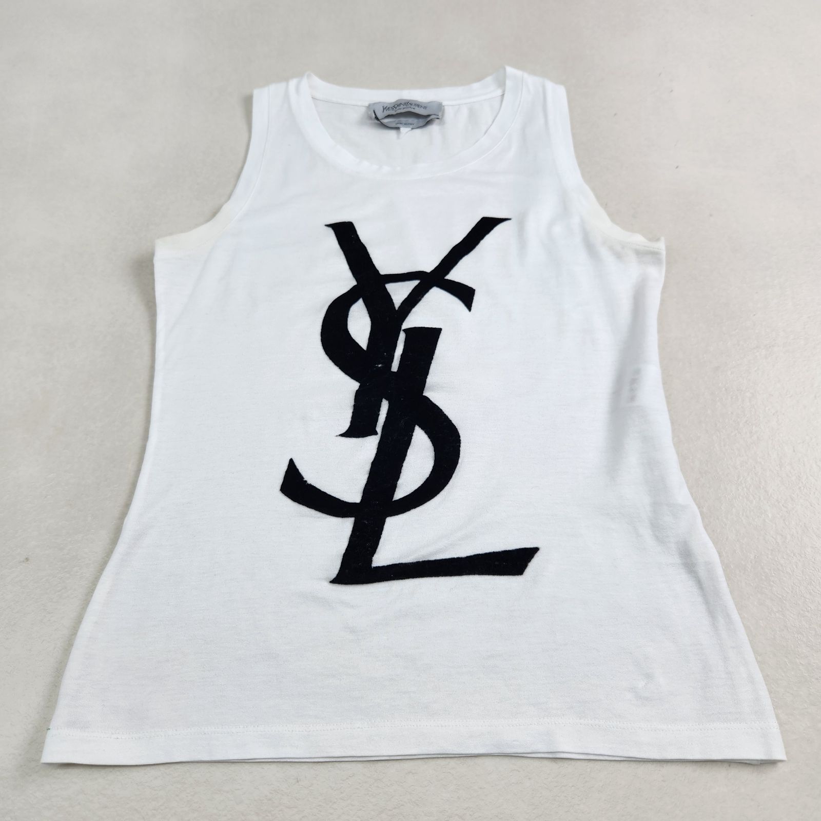 イヴサンローラン タンクトップ YSL ロゴ ホワイト M・L相当 - メルカリ