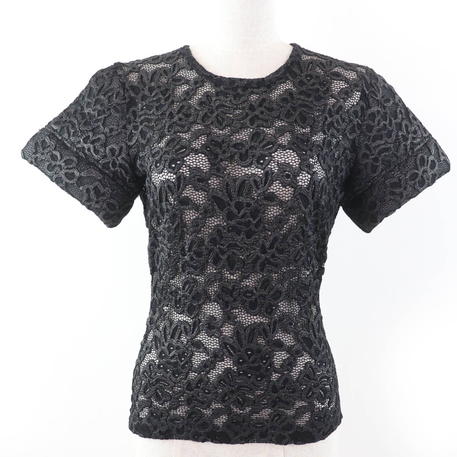 極美品☆LOUIS VUITTON ルイヴィトン 23SS 1ABDG9 フローラルレース 半袖 カットソー ブラック 36 イタリア製 正規品 レディース 極美品☆LOUIS VUITTON ルイヴィトン 23SS 1ABDG9 フローラルレース