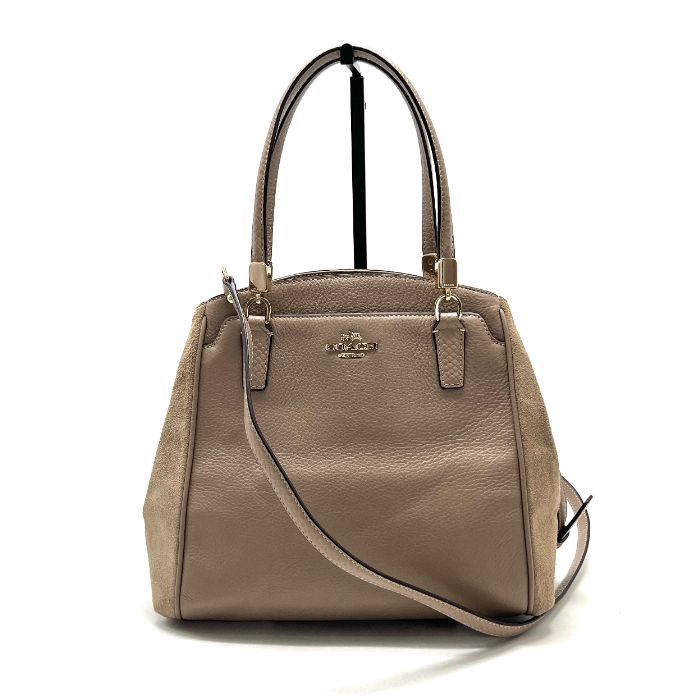 中古】良品 COACH コーチ ロゴ 2way スエード レザー ハンド 