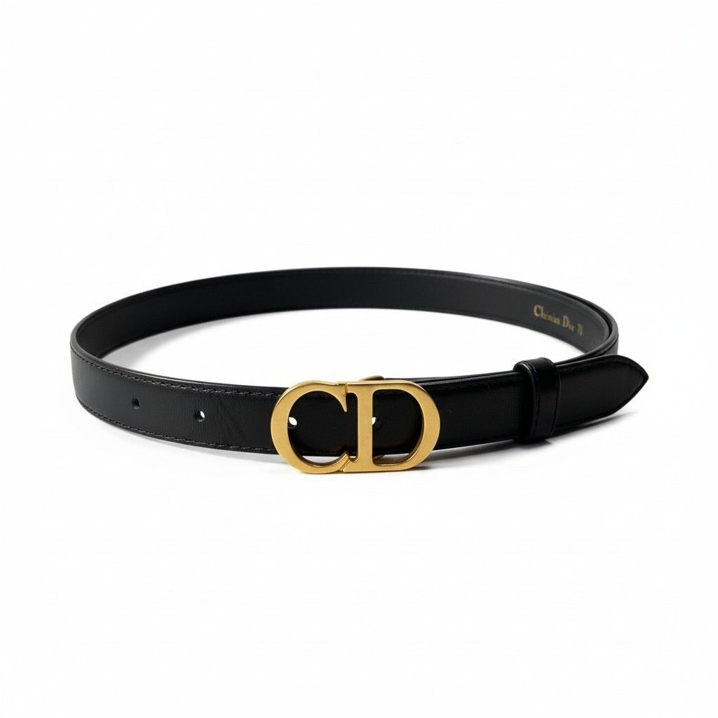 d9 Christian Dior クリスチャンディオール CDロゴ バックル レザー 