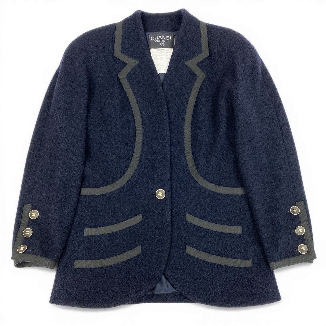 Cd9 Vintage CHANEL シャネル 1990 ツイードジャケット テーラード