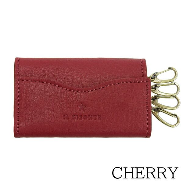 イルビゾンテ IL BISONTE レザー キーケース OLIVETA KEY CASE CHERRY【BR14244-CHERRY】