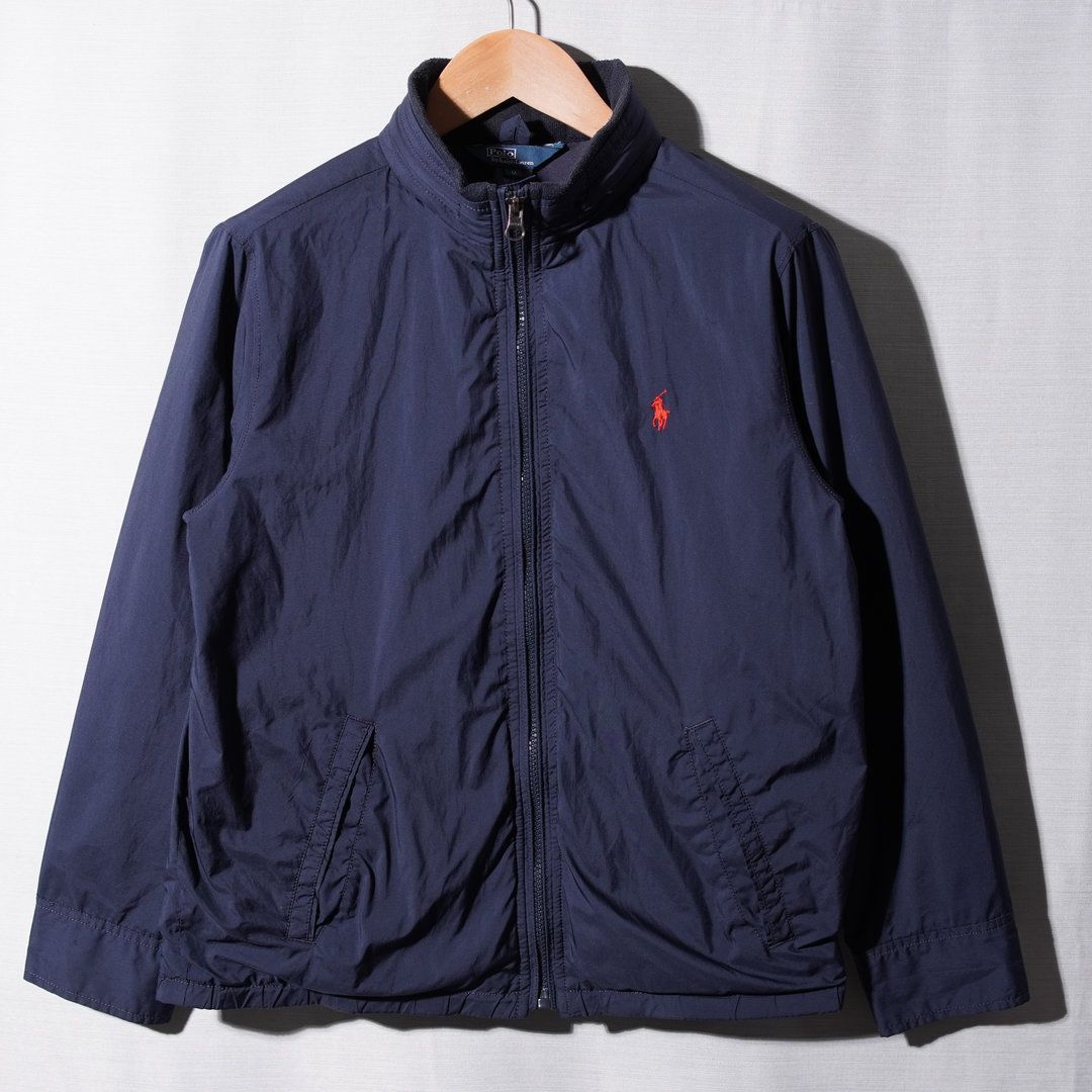 ラルフローレン　ネイビー ジャンパー　スイングトップ　ジャケット　古着　90’s ポロラルフローレン ナイロンジャケット ブルゾン M ネイビー スイング