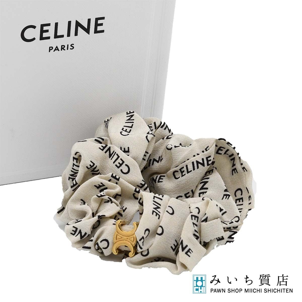 CELINE セリーヌ シュシュ レイユール トリオンフ ベージュ系 ヘア 