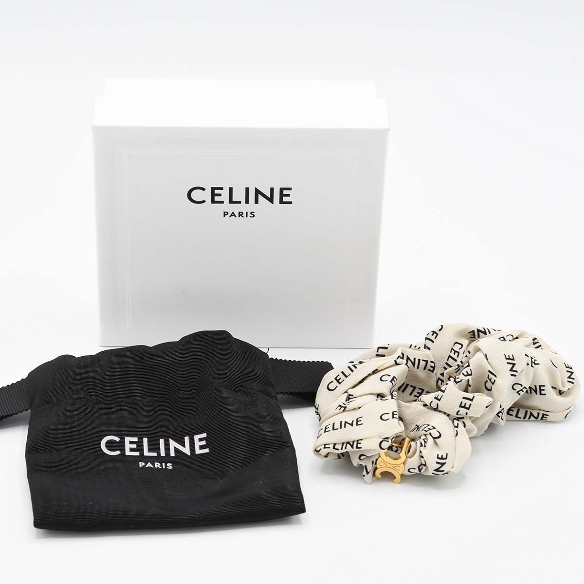 CELINE セリーヌ シュシュ レイユール トリオンフ ベージュ系 ヘア