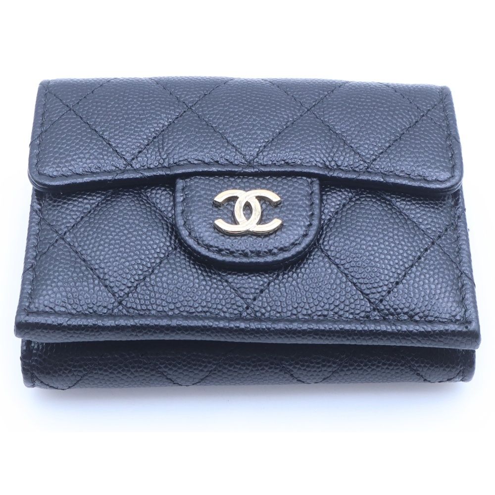 CHANEL (シャネル) マトラッセ ココマーク キャビアスキン レザー 