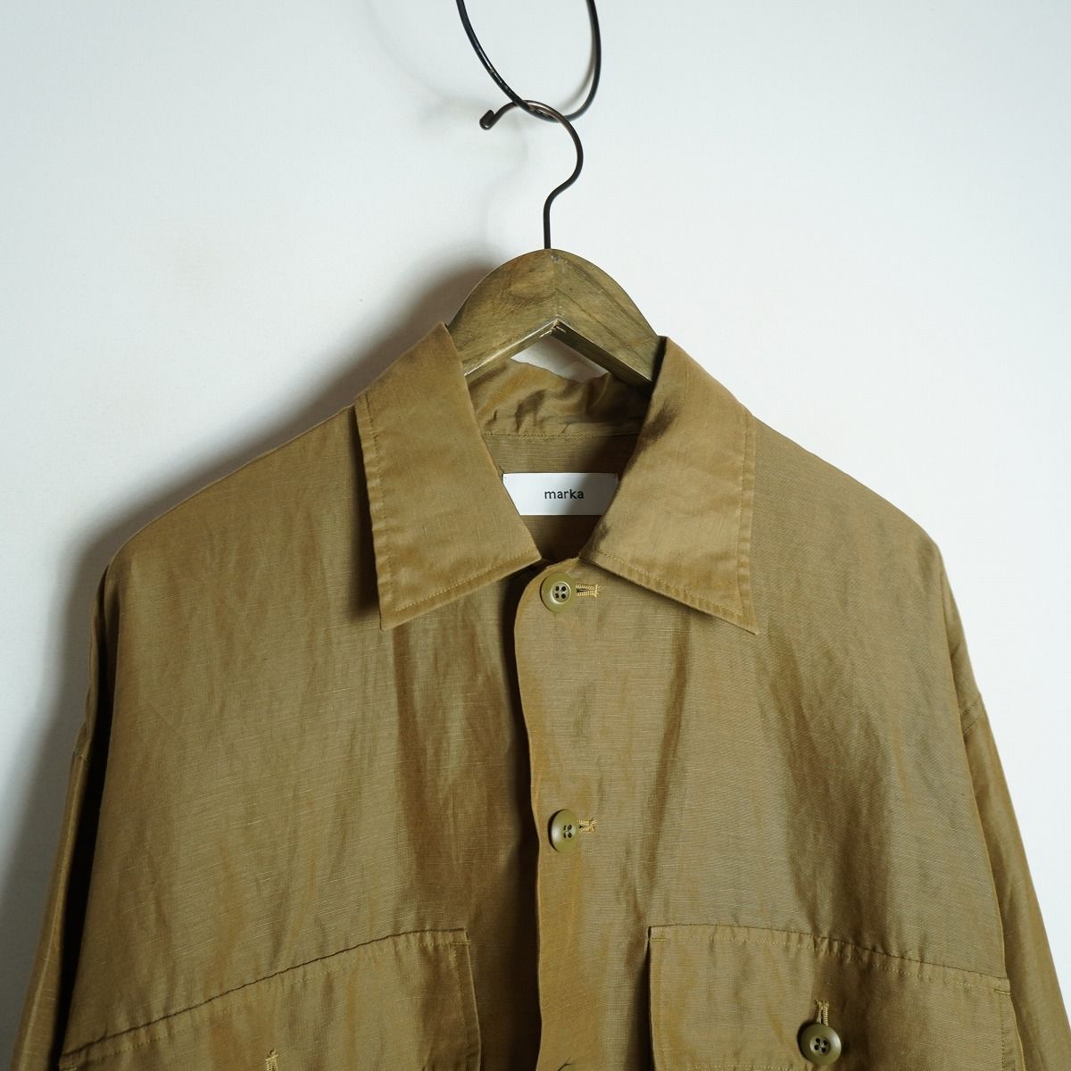 正規 marka マーカ MILITARY SHIRT cupro linen cotton cloth M20B 