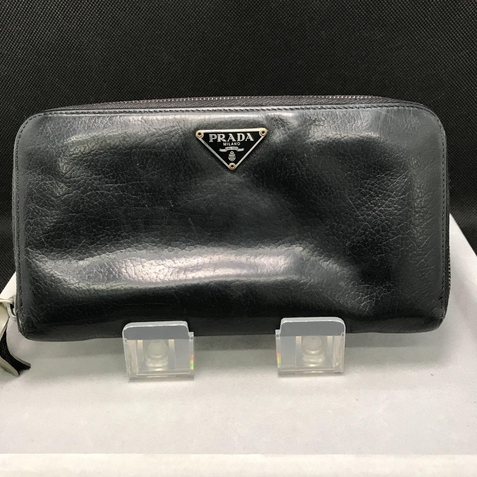PRADA プラダ 長財布 レザー 三角ロゴ ブラック系 1145 - メルカリ