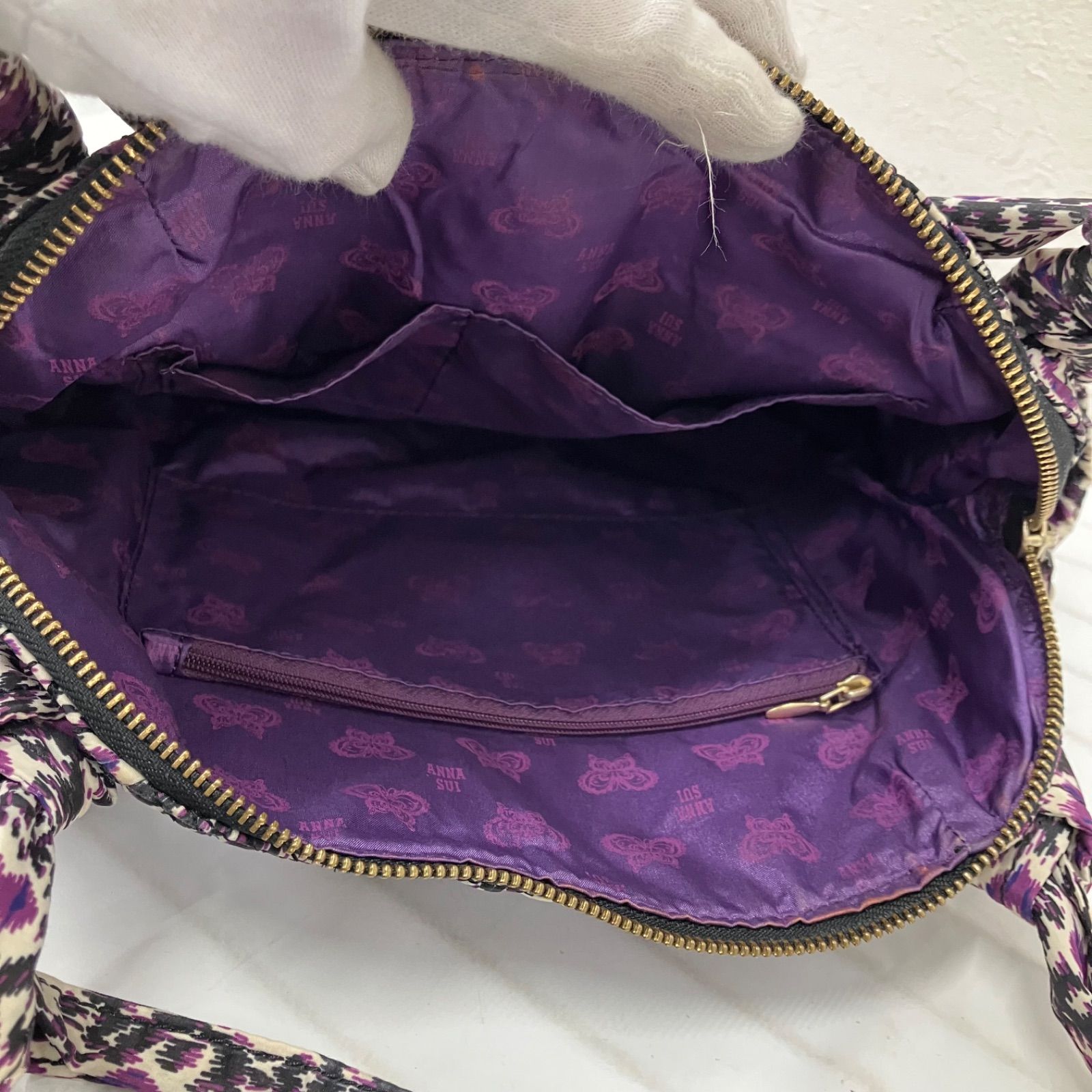 1721 ANNA SUI アナスイ トートバッグ ハートレオパード バタフライ 