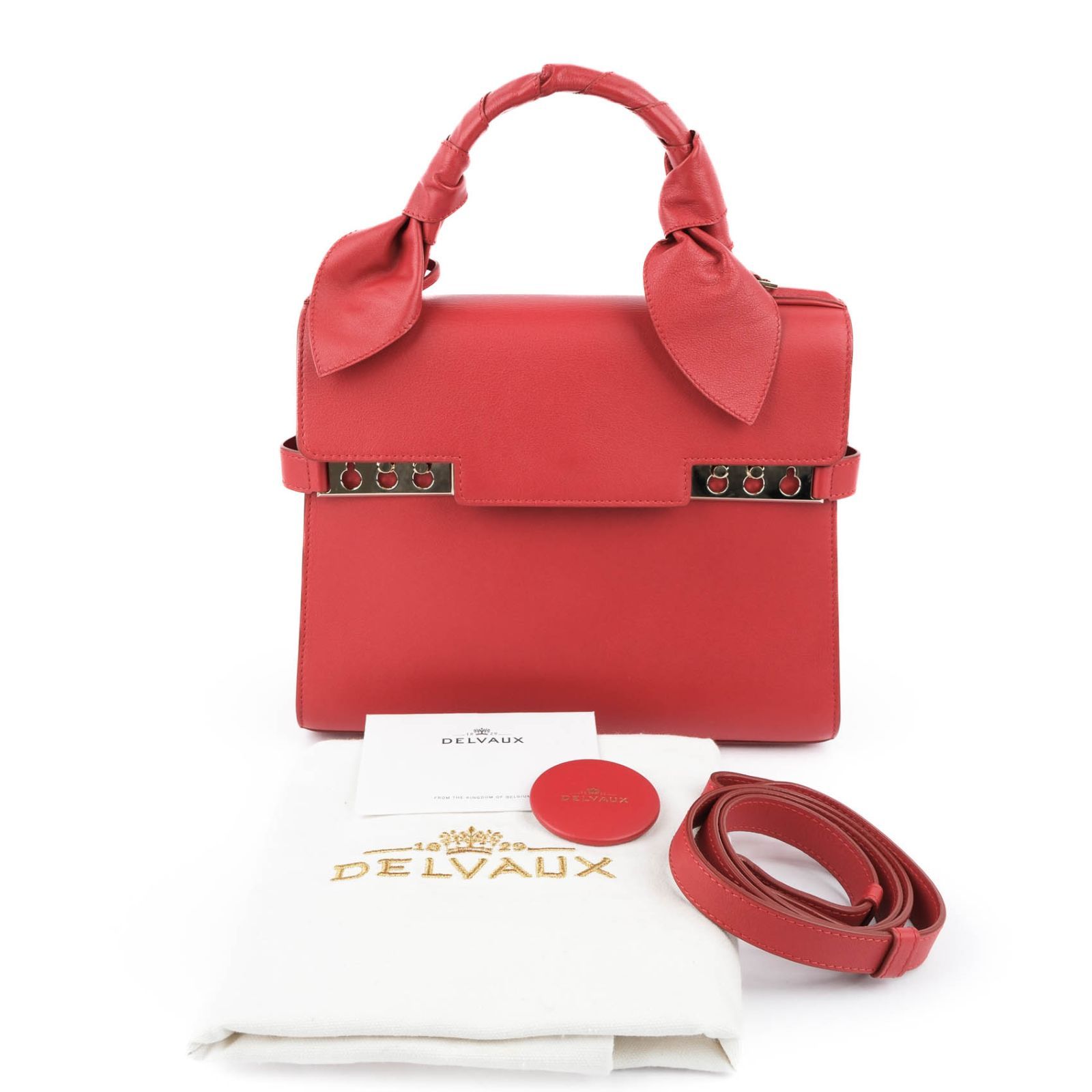 デルボー Delvaux タンペートMM レザー 2WAYハンドバッグ レッド 