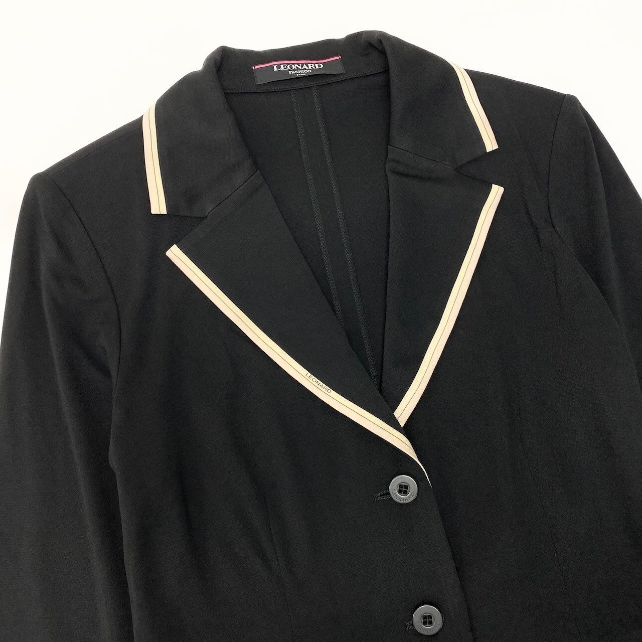 レディース 美品 LEONARD テーラードジャケット カンカン素材 L 薄手