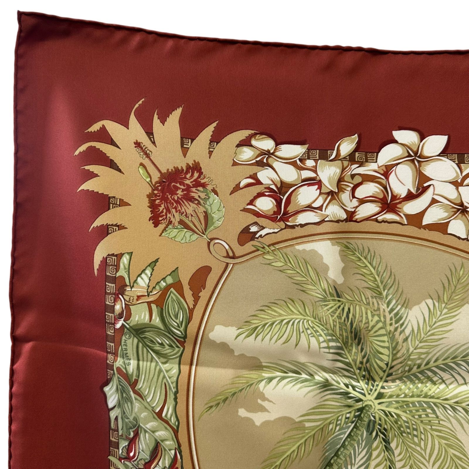 ✨美品✨Hermès エルメス カレ90 ALOHA アロハ スカーフ 赤 ハワイ