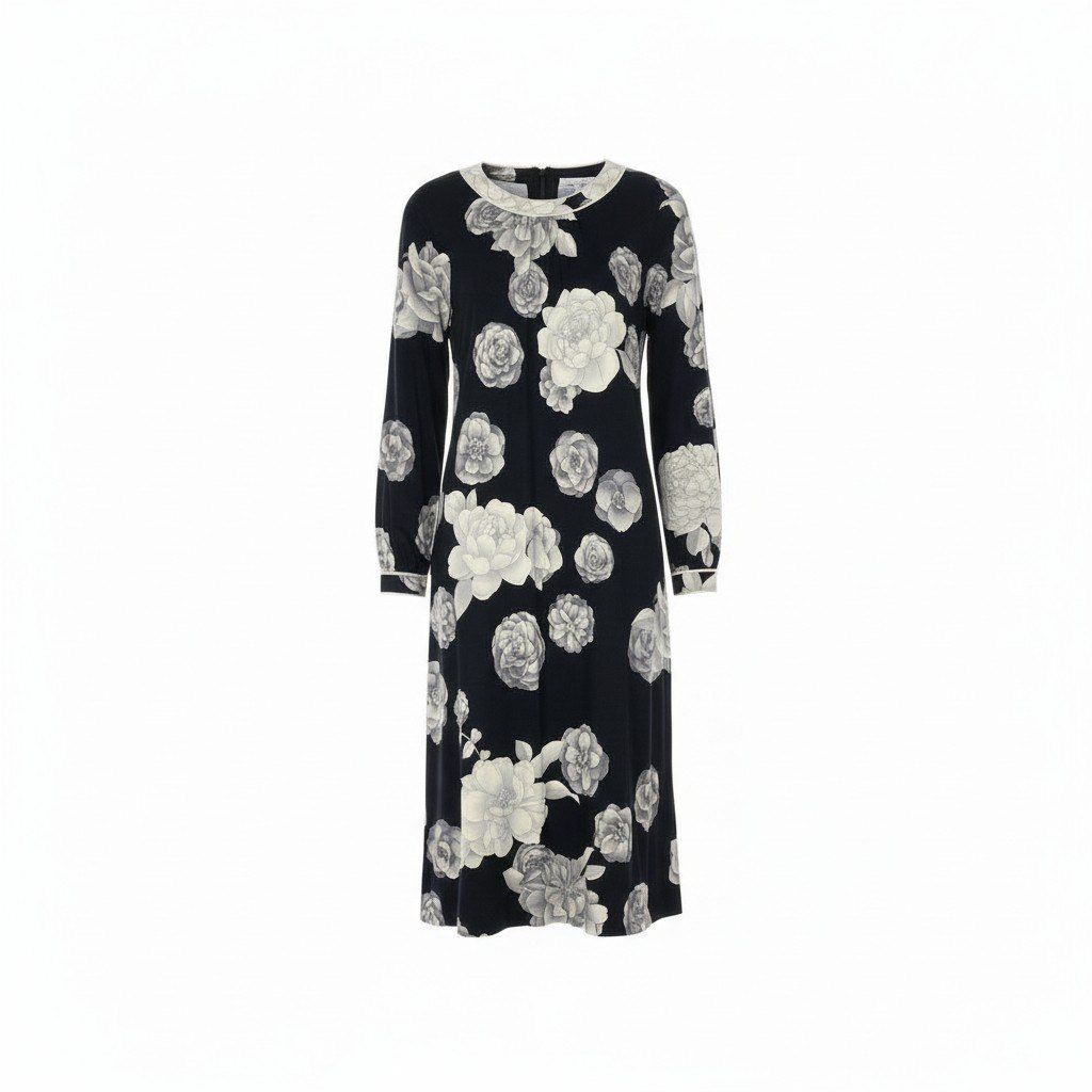 76d9 LEONARD FASHION レオナール 長袖ワンピース ロングワンピース 花