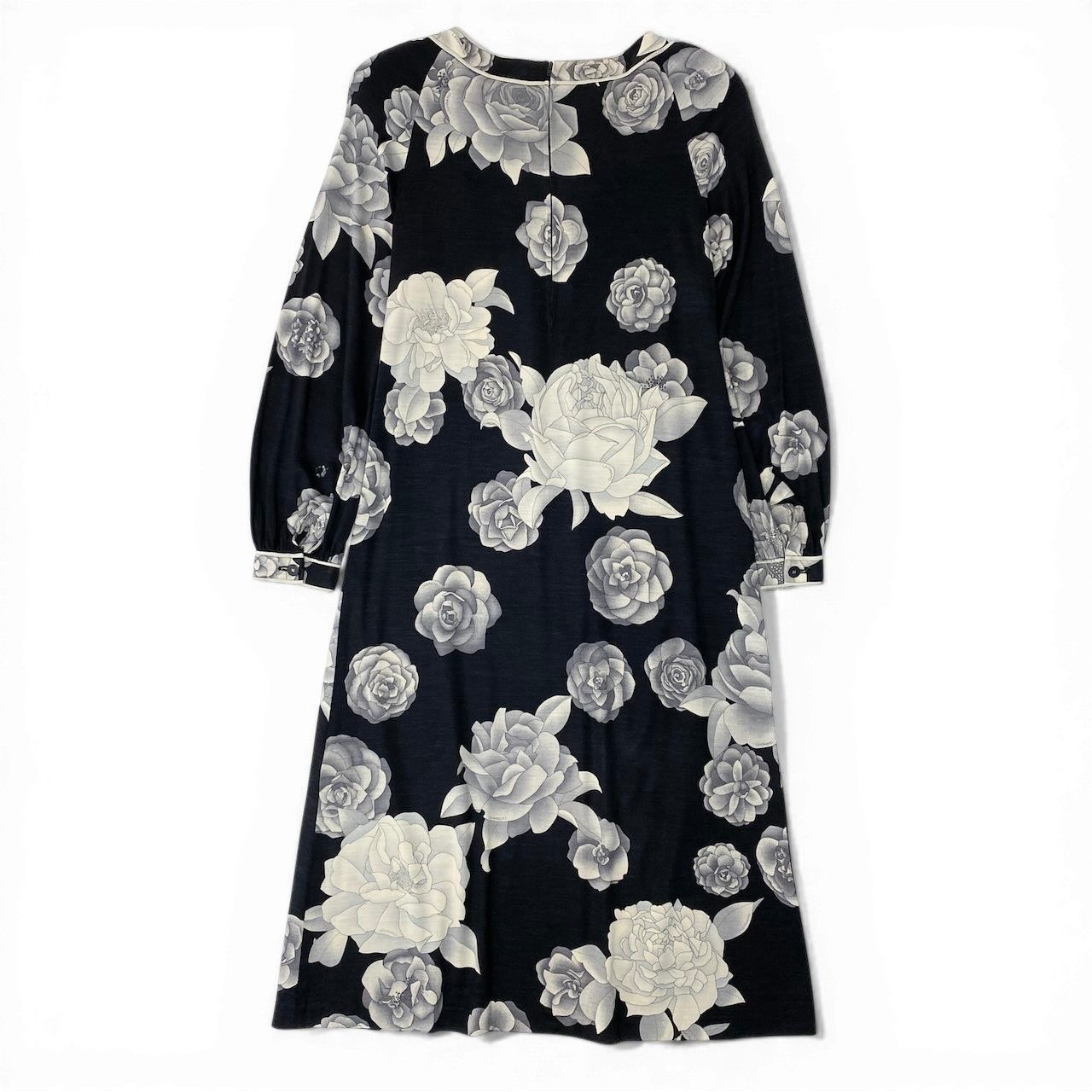 76d9 LEONARD FASHION レオナール 長袖ワンピース ロングワンピース 花