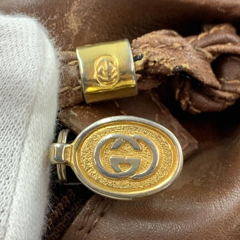 中古】OLD GUCCI キャンディ レザーショルダーバッグ ブラウン 007.115